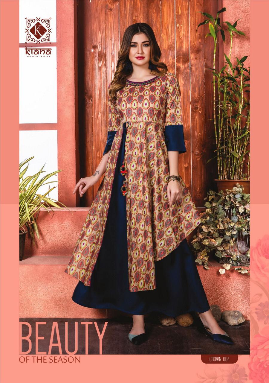 Crown Gown Type Kiana Designer Rayon Cotton Kurtas Crown Gown Type Kiana Designer Rayon Cotton Kurtas