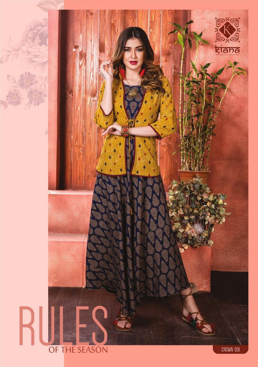 Crown Gown Type Kiana Designer Rayon Cotton Kurtas Crown Gown Type Kiana Designer Rayon Cotton Kurtas
