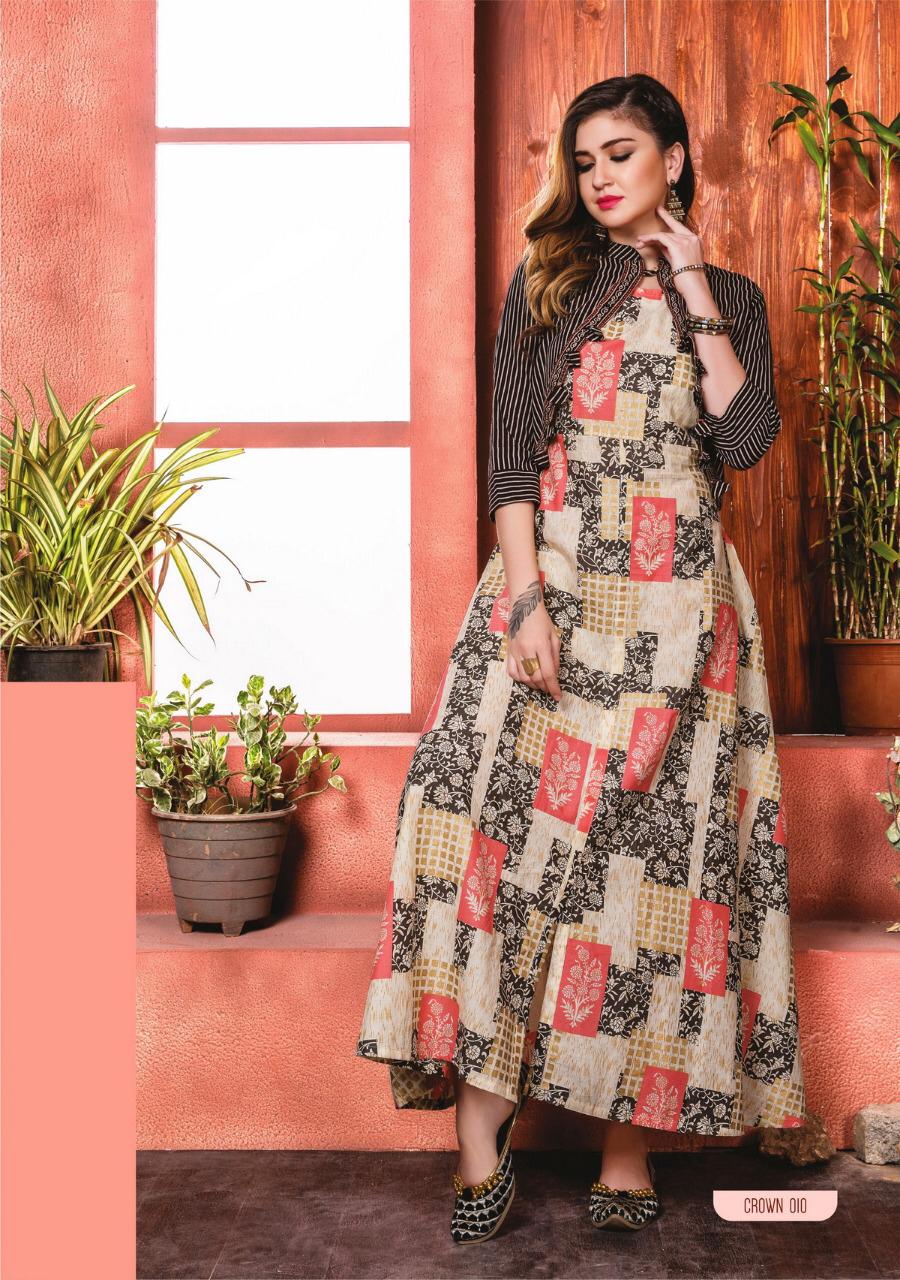 Crown Gown Type Kiana Designer Rayon Cotton Kurtas Crown Gown Type Kiana Designer Rayon Cotton Kurtas