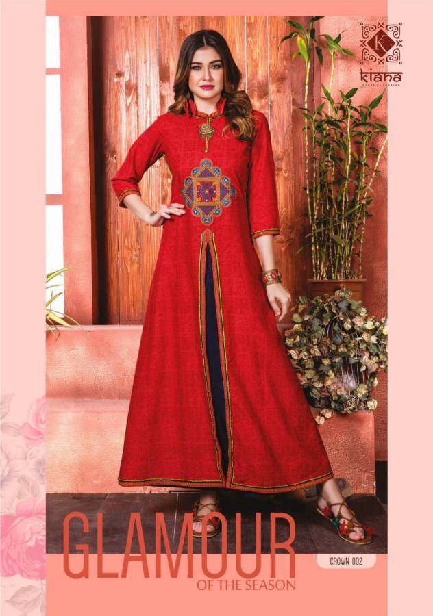Crown Gown Type Kiana Designer Rayon Cotton Kurtas Crown Gown Type Kiana Designer Rayon Cotton Kurtas