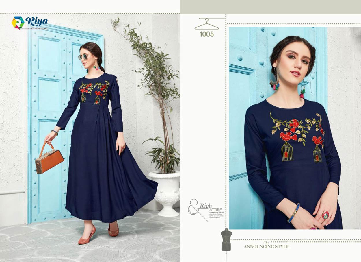 Crystal Riya Designer Rayon Embroidery Kurti Crystal Riya Designer Rayon Embroidery Kurti