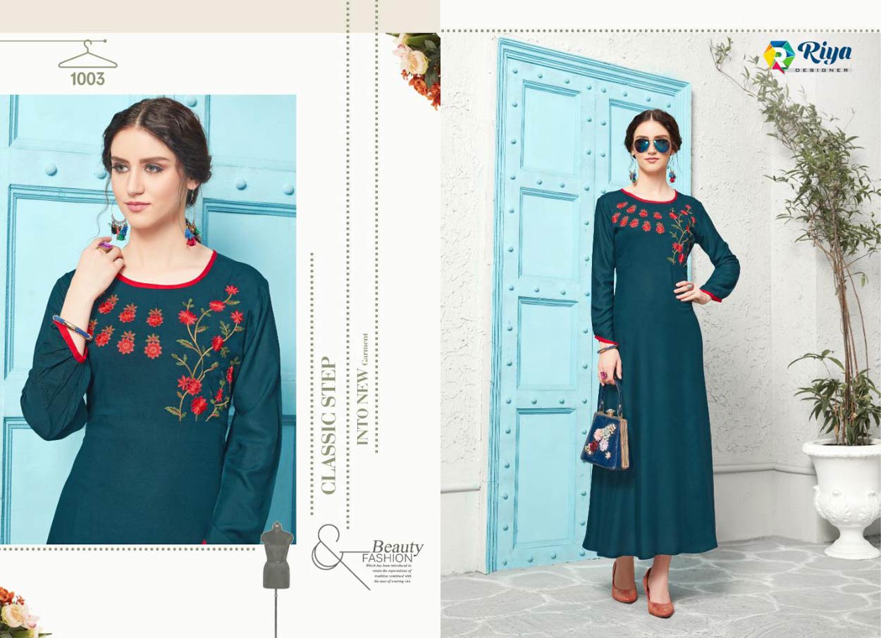 Crystal Riya Designer Rayon Embroidery Kurti Crystal Riya Designer Rayon Embroidery Kurti