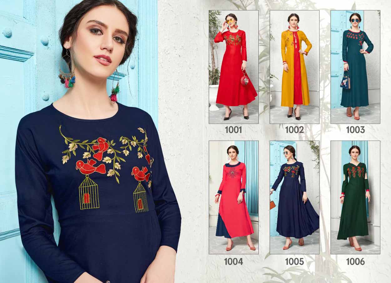 Crystal Riya Designer Rayon Embroidery Kurti Crystal Riya Designer Rayon Embroidery Kurti
