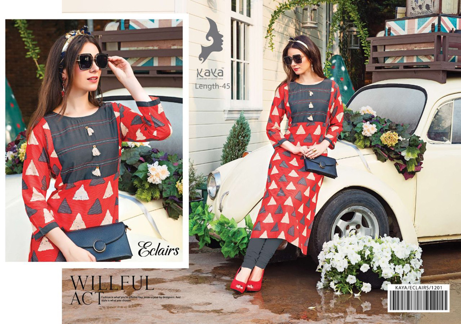 Kaya Present Eclairs Digital Printed Cotton Kurtis Kaya Present Eclairs Digital Printed Cotton Kurtis