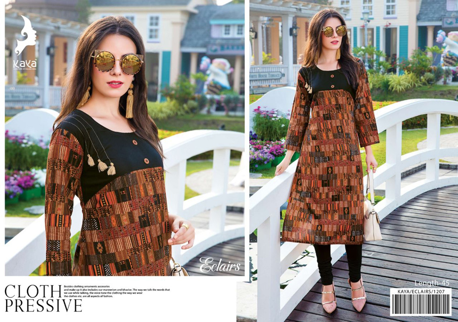 Kaya Present Eclairs Digital Printed Cotton Kurtis Kaya Present Eclairs Digital Printed Cotton Kurtis