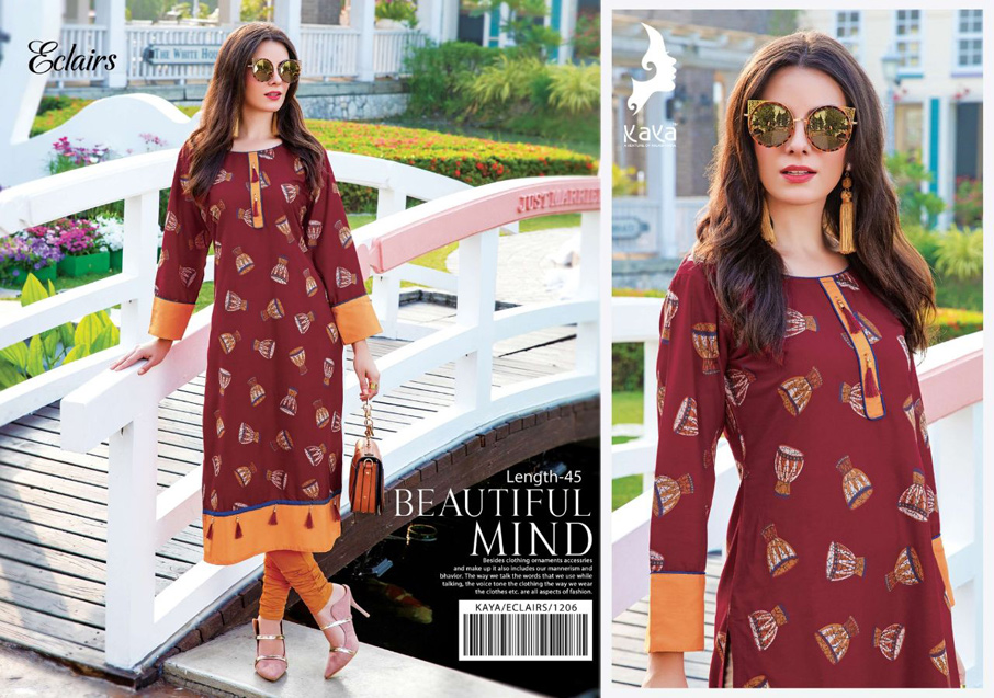 Kaya Present Eclairs Digital Printed Cotton Kurtis Kaya Present Eclairs Digital Printed Cotton Kurtis