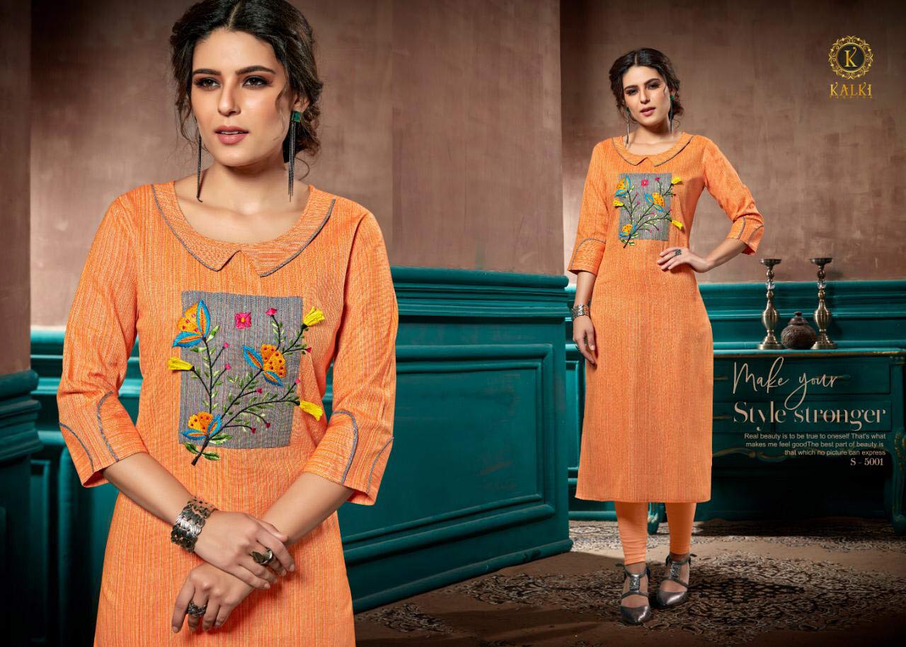 Elite Kalki Fashion Linen Pure Cotton Handwork Kurti Elite Kalki Fashion Linen Pure Cotton Handwork Kurti