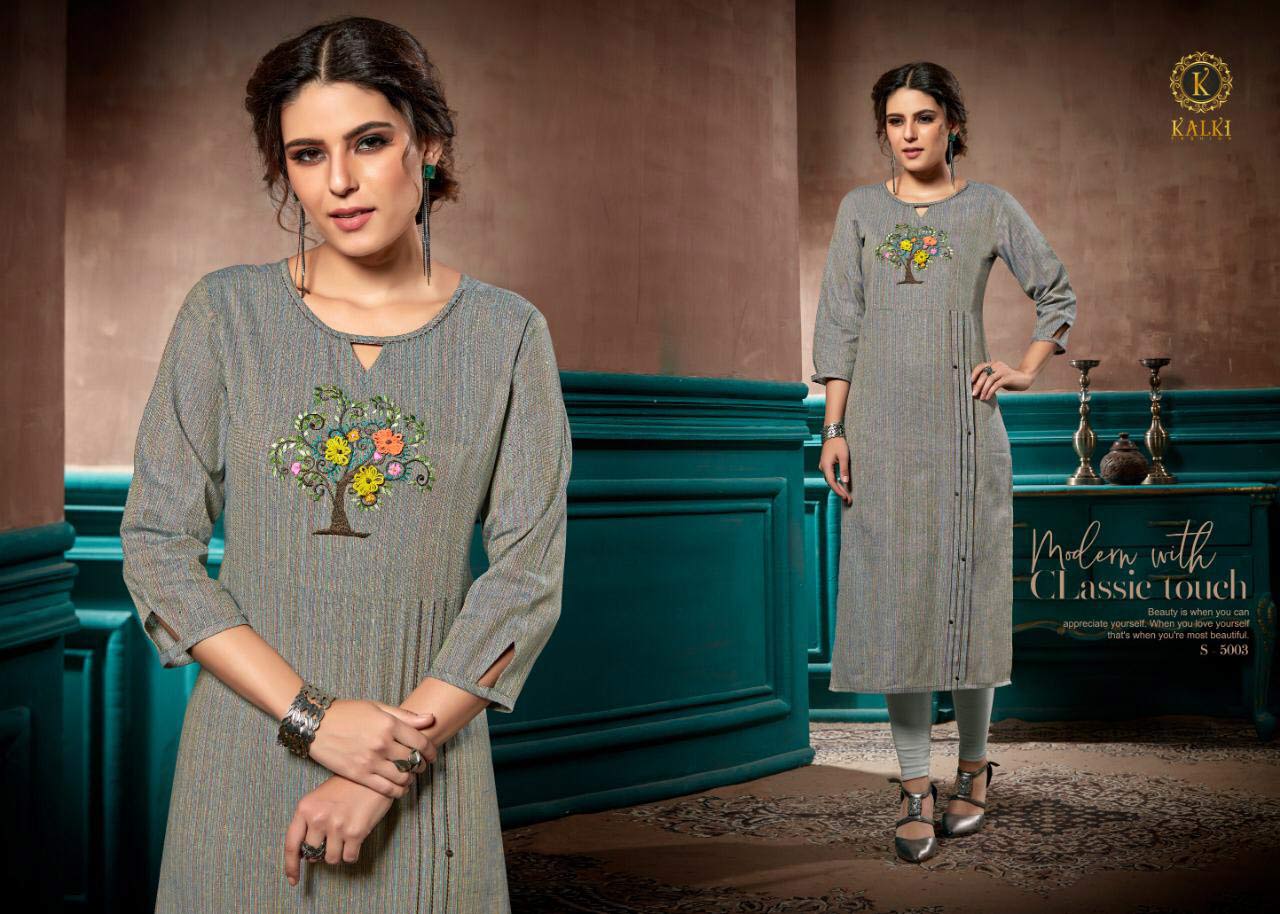 Elite Kalki Fashion Linen Pure Cotton Handwork Kurti Elite Kalki Fashion Linen Pure Cotton Handwork Kurti