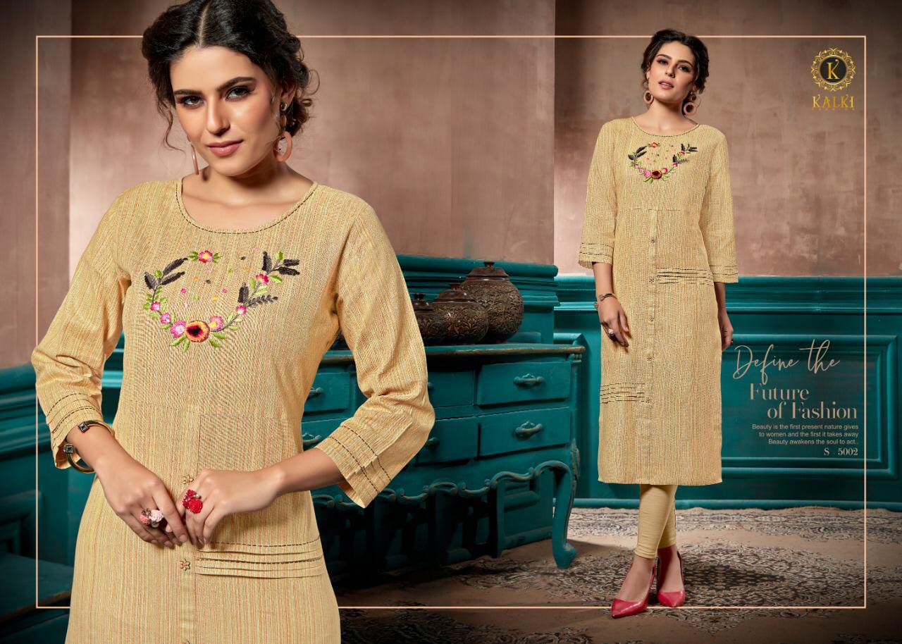 Elite Kalki Fashion Linen Pure Cotton Handwork Kurti Elite Kalki Fashion Linen Pure Cotton Handwork Kurti