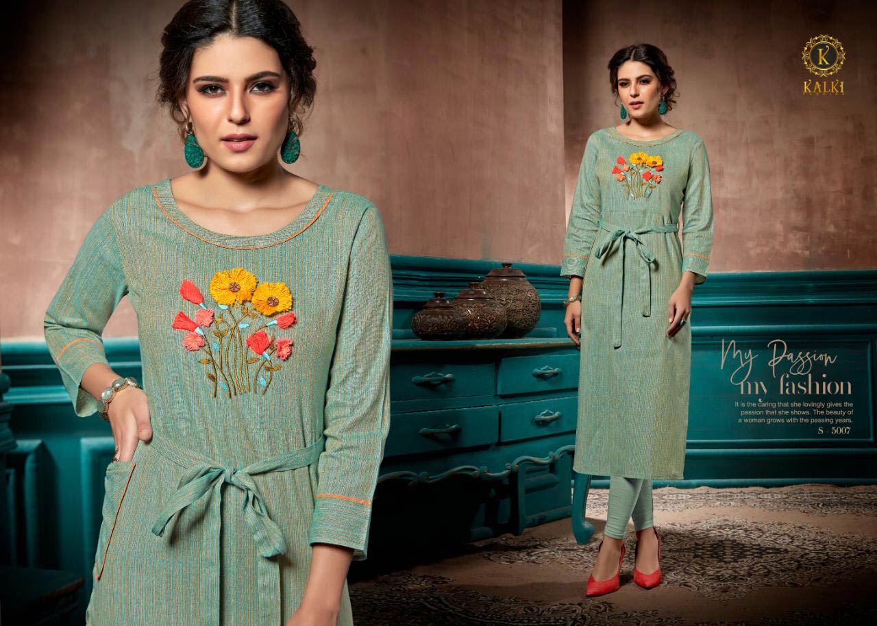 Elite Kalki Fashion Linen Pure Cotton Handwork Kurti Elite Kalki Fashion Linen Pure Cotton Handwork Kurti
