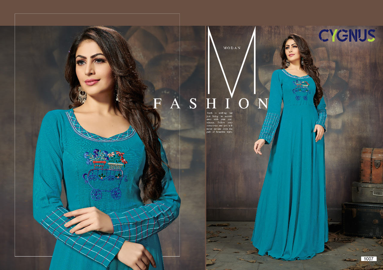 Ellora Cygnus Design Long Embroidered Kurta Set Ellora Cygnus Design Long Embroidered Kurta Set
