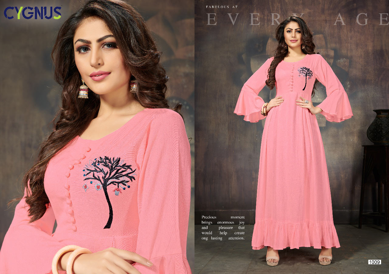 Ellora Cygnus Design Long Embroidered Kurta Set Ellora Cygnus Design Long Embroidered Kurta Set