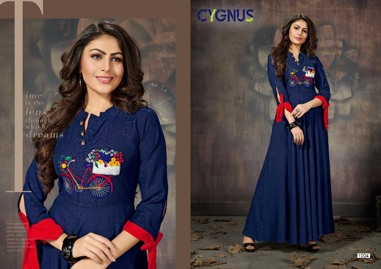 Ellora Cygnus Design Long Embroidered Kurta Set Ellora Cygnus Design Long Embroidered Kurta Set
