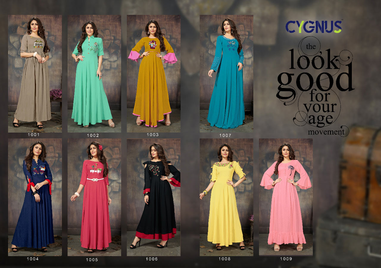 Ellora Cygnus Design Long Embroidered Kurta Set Ellora Cygnus Design Long Embroidered Kurta Set
