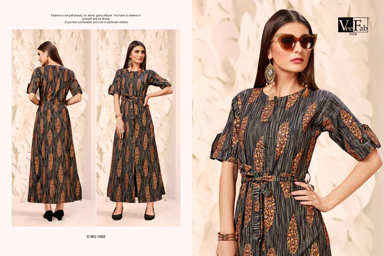 Fusion Veefab Cotton Foil Print Kurti Catalog Fusion Veefab Cotton Foil Print Kurti Catalog
