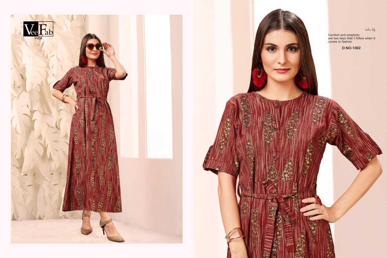 Fusion Veefab Cotton Foil Print Kurti Catalog Fusion Veefab Cotton Foil Print Kurti Catalog