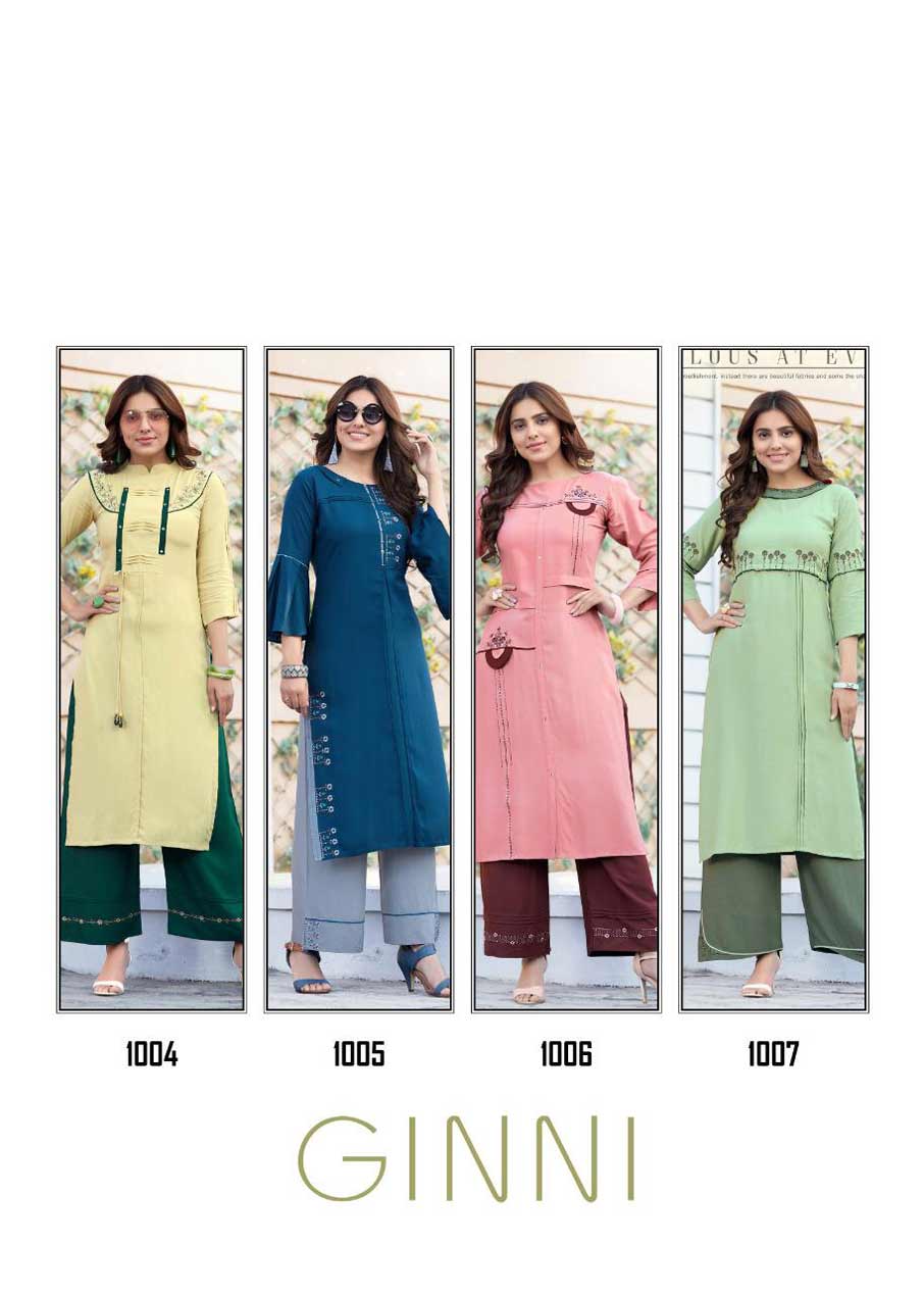 Ginni Embroidery Top Palazzo Wholesale Kurti Set Ginni Embroidery Top Palazzo Wholesale Kurti Set