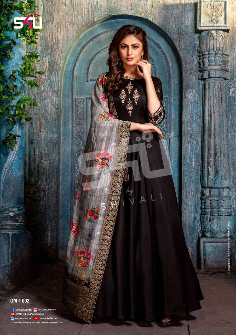 long gown with silk dupatta