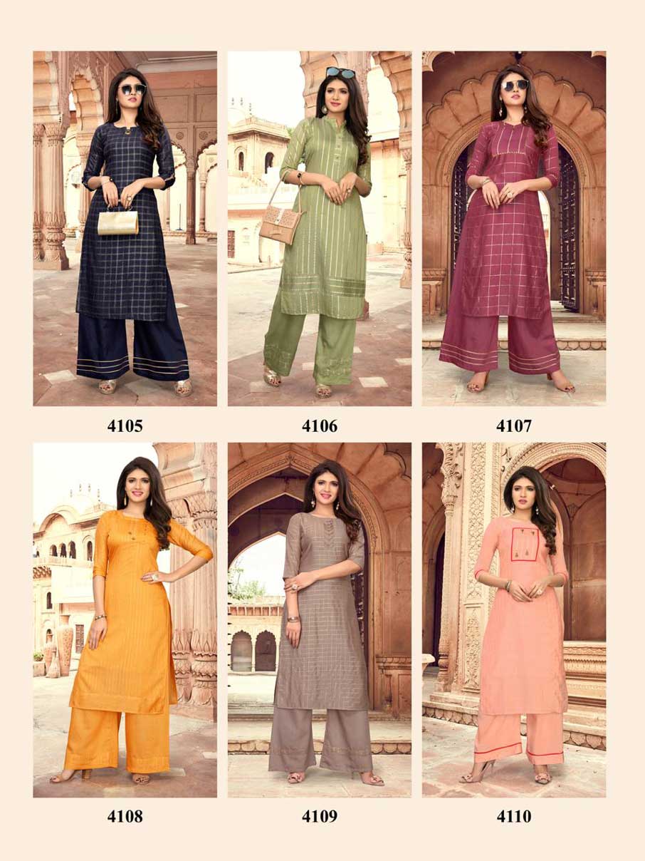 Glossy RT Chanderi Palazzo Wholesale Kurti Glossy RT Chanderi Palazzo Wholesale Kurti