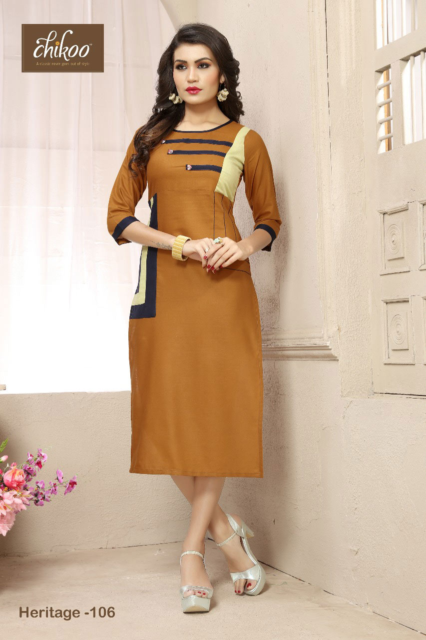 Heritage Chikoo Cotton Office Wear Kurti catalogue Heritage Chikoo Cotton Office Wear Kurti catalogue