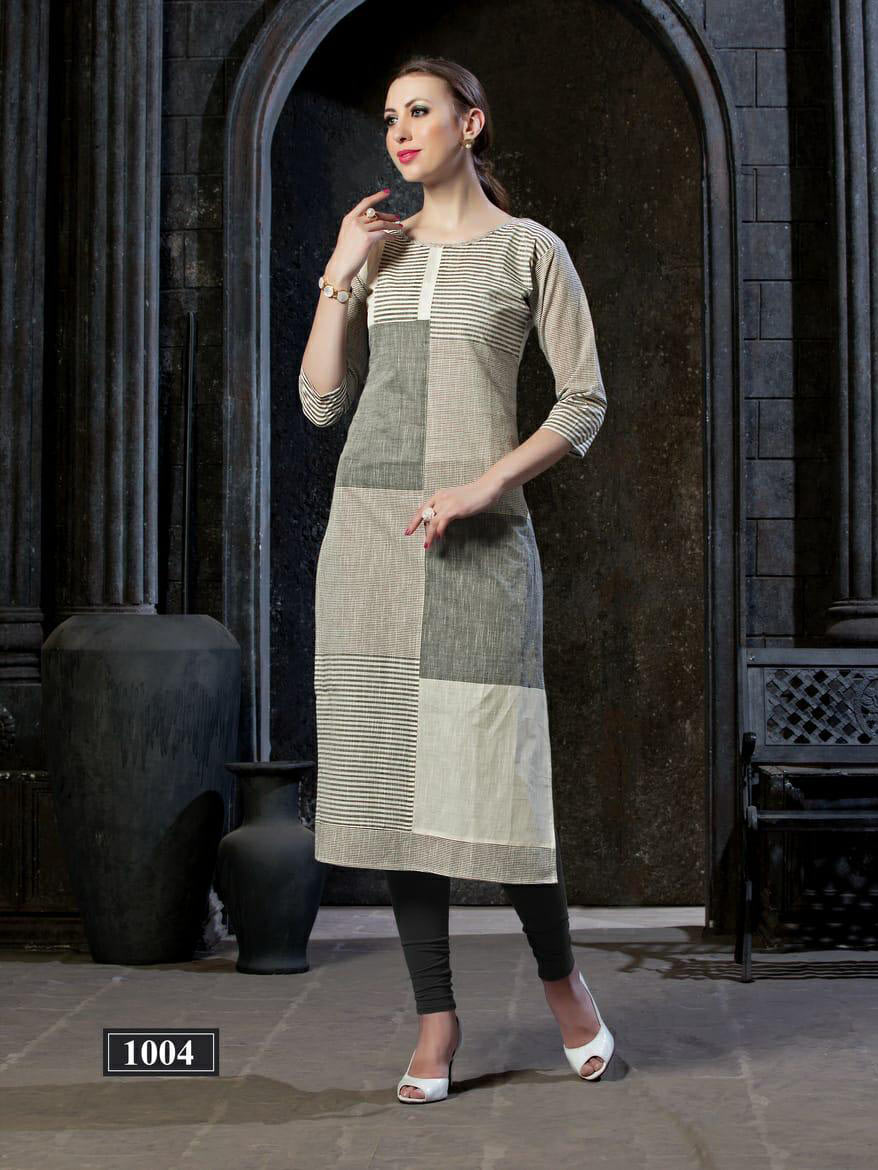 Hitanshi Riya Designer 3D Strips Cotton Kurti Catalog Hitanshi Riya Designer 3D Strips Cotton Kurti Catalog