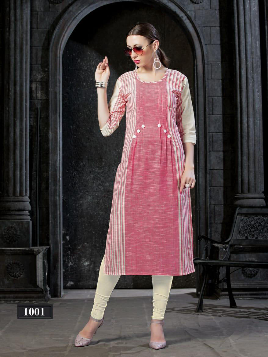 Hitanshi Riya Designer 3D Strips Cotton Kurti Catalog Hitanshi Riya Designer 3D Strips Cotton Kurti Catalog