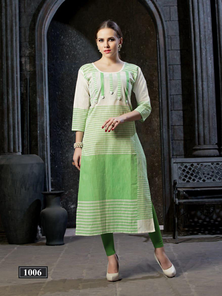 Hitanshi Riya Designer 3D Strips Cotton Kurti Catalog Hitanshi Riya Designer 3D Strips Cotton Kurti Catalog