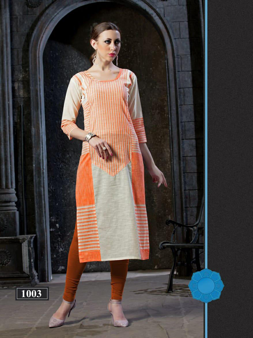 Hitanshi Riya Designer 3D Strips Cotton Kurti Catalog Hitanshi Riya Designer 3D Strips Cotton Kurti Catalog