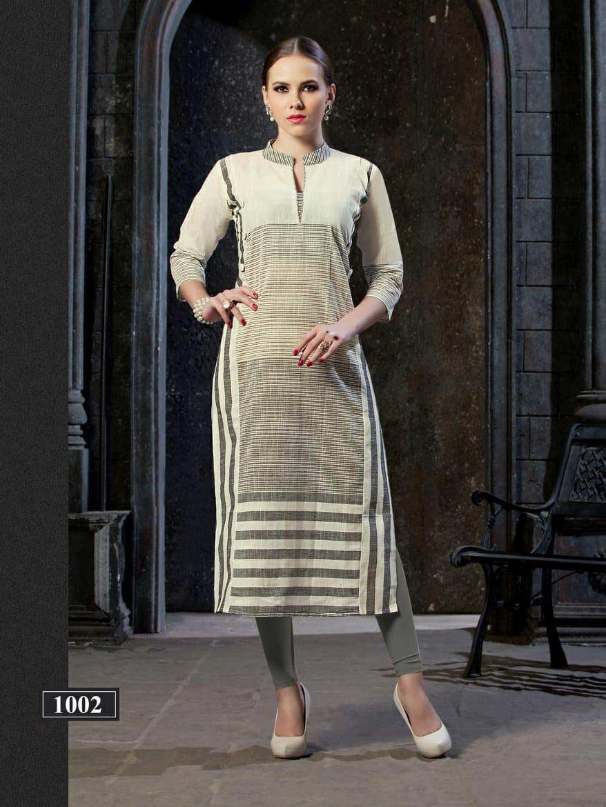 Hitanshi Riya Designer 3D Strips Cotton Kurti Catalog Hitanshi Riya Designer 3D Strips Cotton Kurti Catalog