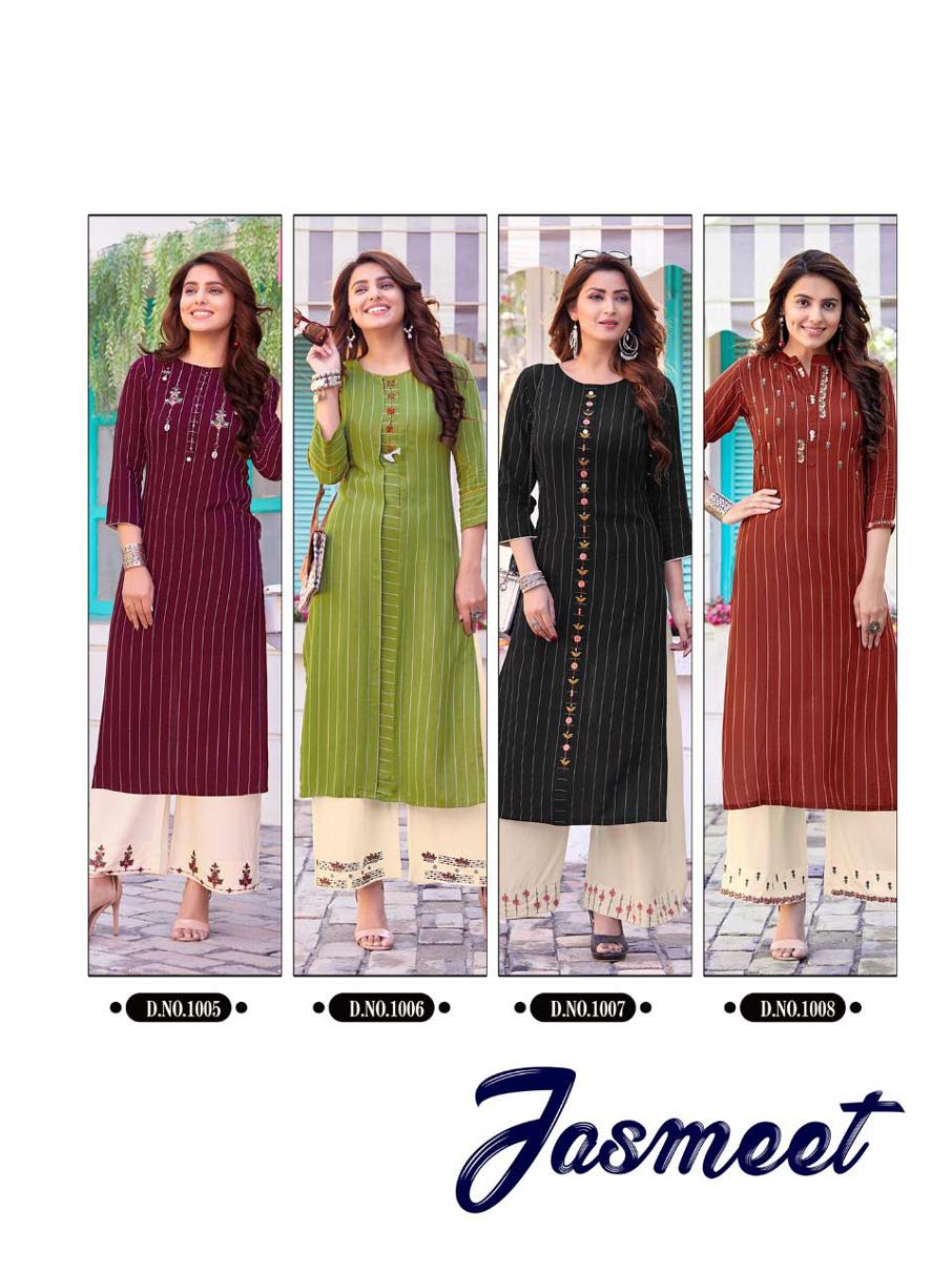 Jasmeet Rayon Strip Kurti Manufacturer Jasmeet Rayon Strip Kurti Manufacturer