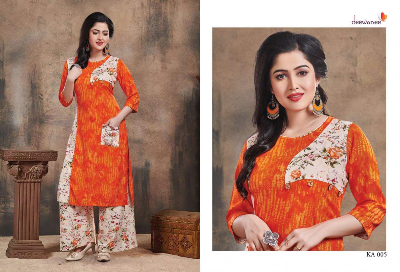 Kareena Deewanee Rayon Print Palazzo Kurti Set Kareena Deewanee Rayon Print Palazzo Kurti Set