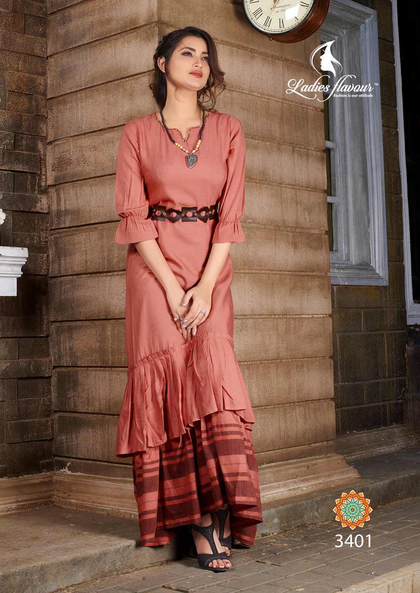 Laher Ladies Flavour Doted Rayon Stripe Kurti Sets Laher Ladies Flavour Doted Rayon Stripe Kurti Sets