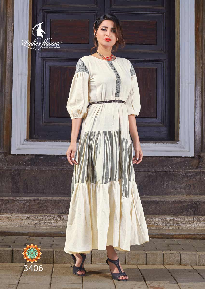 Laher Ladies Flavour Doted Rayon Stripe Kurti Sets Laher Ladies Flavour Doted Rayon Stripe Kurti Sets