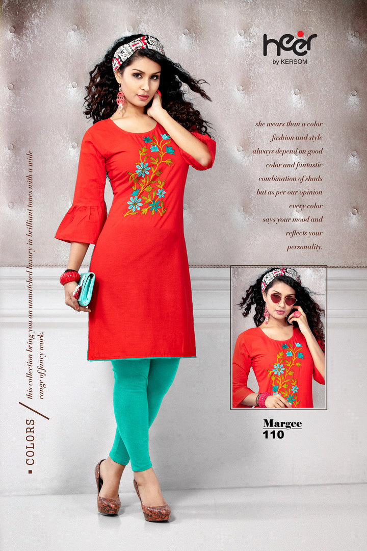 Margee Embroidery Short Kurti Design by Heer Margee Embroidery Short Kurti Design by Heer