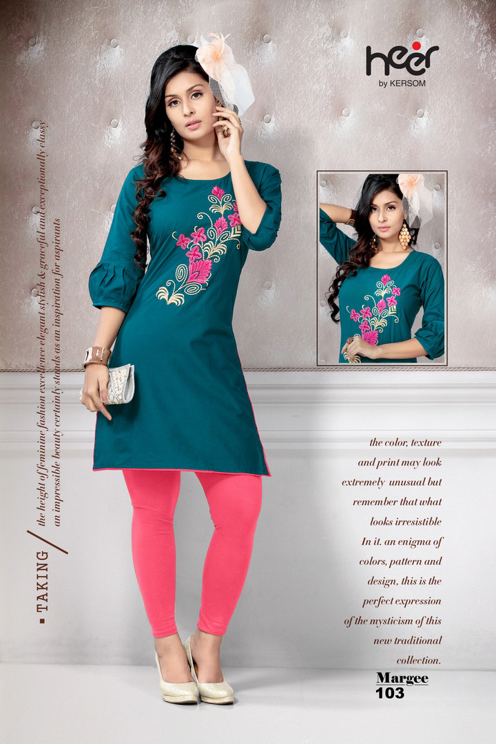Margee Embroidery Short Kurti Design by Heer Margee Embroidery Short Kurti Design by Heer