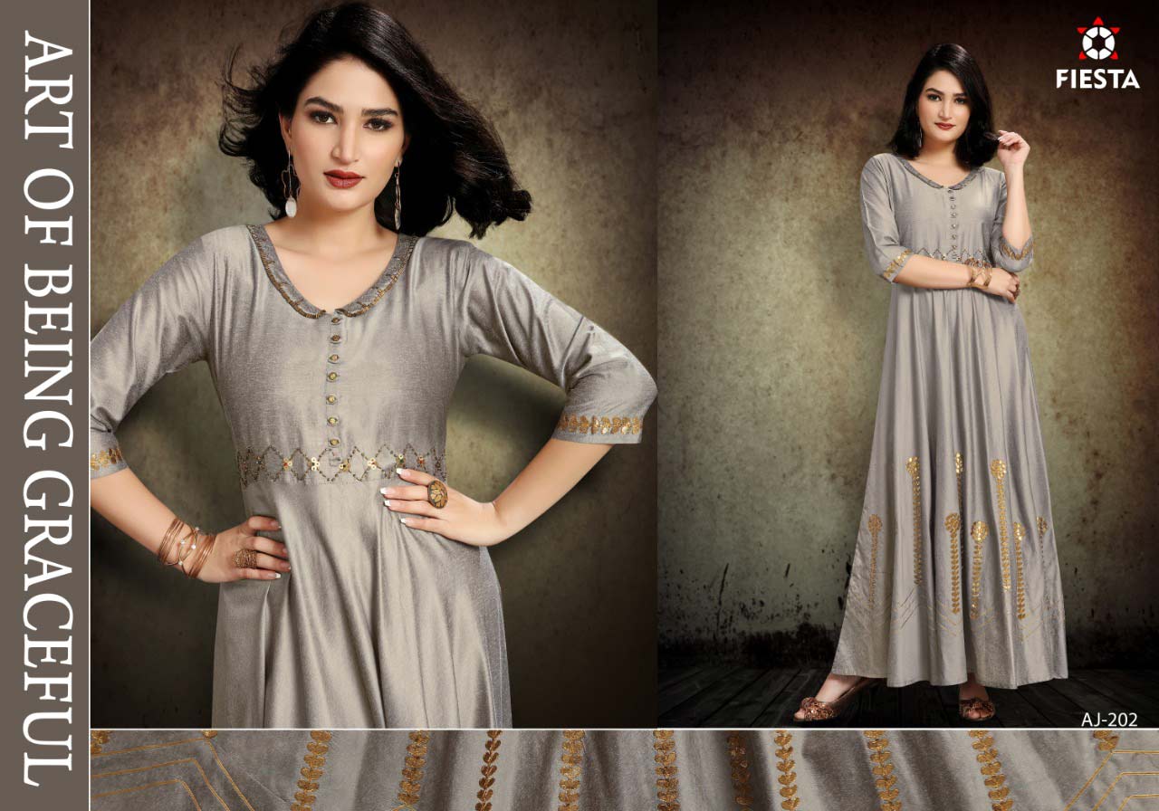 Mindhal Fiesta Gotta Patti Lace Work Long Kurta Mindhal Fiesta Gotta Patti Lace Work Long Kurta