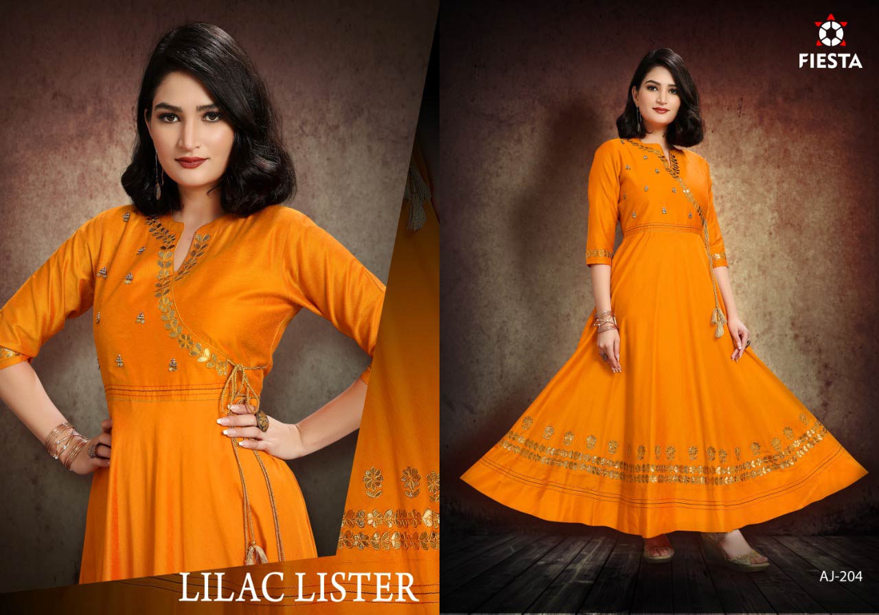 Mindhal Fiesta Gotta Patti Lace Work Long Kurta Mindhal Fiesta Gotta Patti Lace Work Long Kurta