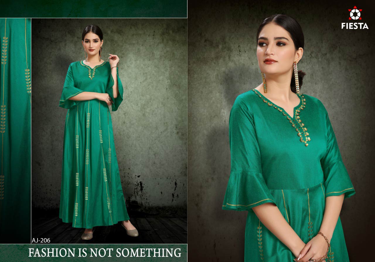 Mindhal Fiesta Gotta Patti Lace Work Long Kurta Mindhal Fiesta Gotta Patti Lace Work Long Kurta