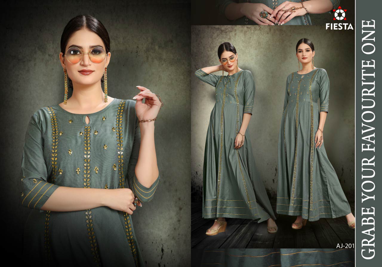 Mindhal Fiesta Gotta Patti Lace Work Long Kurta Mindhal Fiesta Gotta Patti Lace Work Long Kurta