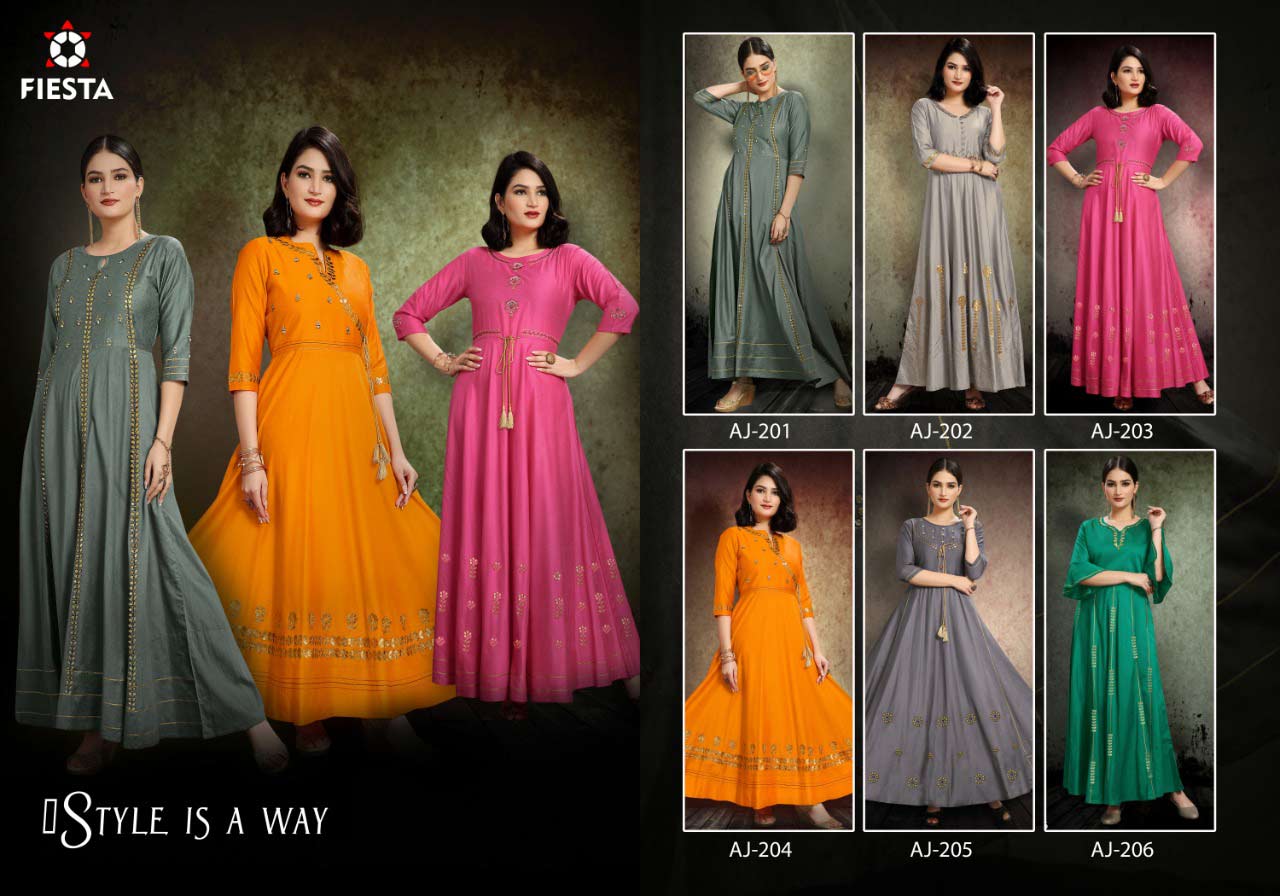 Mindhal Fiesta Gotta Patti Lace Work Long Kurta Mindhal Fiesta Gotta Patti Lace Work Long Kurta