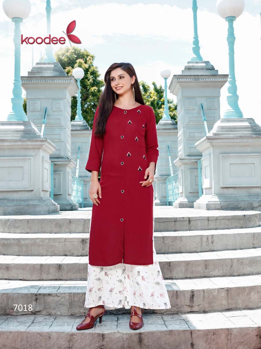Pahechan-4 Koodee Printed Palazzo Handwork Kurti Pahechan-4 Koodee Printed Palazzo Handwork Kurti