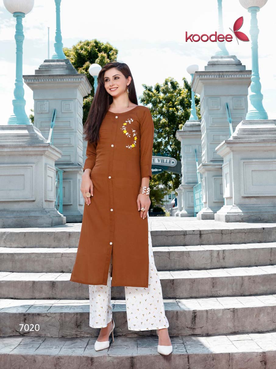 Pahechan-4 Koodee Printed Palazzo Handwork Kurti Pahechan-4 Koodee Printed Palazzo Handwork Kurti