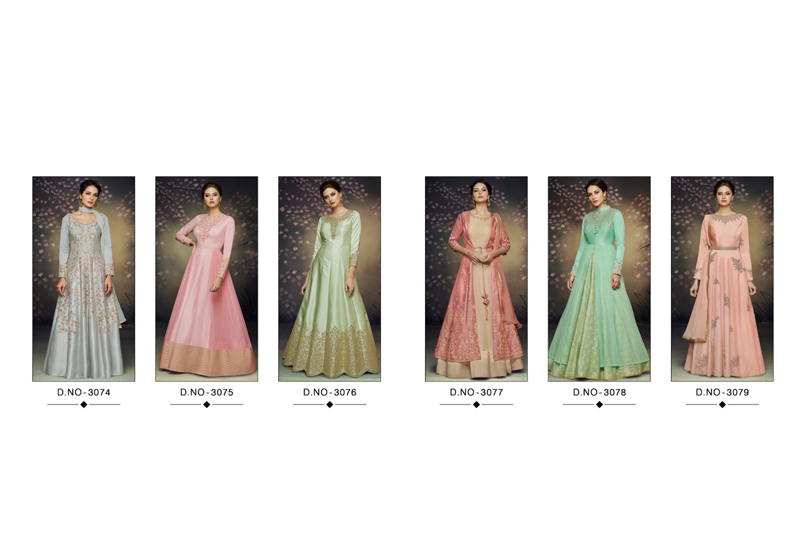 Rare Nakkashi Present Satin Net Embroidery Gowns Rare Nakkashi Present Satin Net Embroidery Gowns