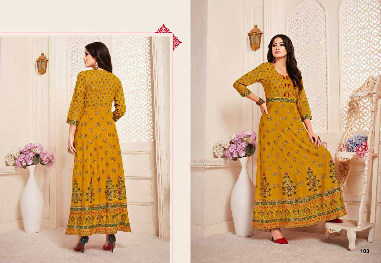 Lt Nitya Ravya Gold Printed Cotton Gowns Lt Nitya Ravya Gold Printed Cotton Gowns