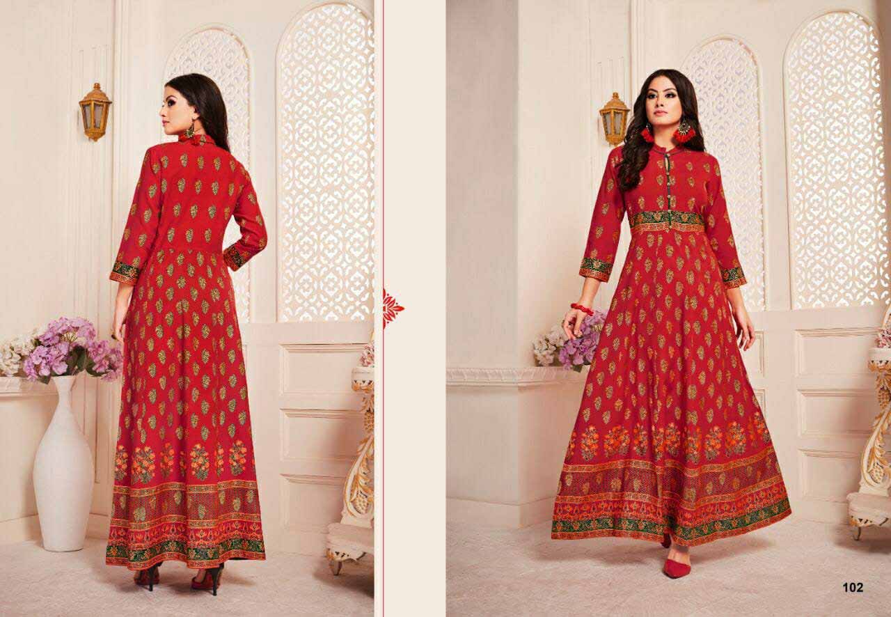 Lt Nitya Ravya Gold Printed Cotton Gowns Lt Nitya Ravya Gold Printed Cotton Gowns