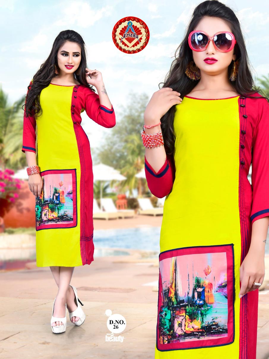 Sana Krisha Print Rayon Straight Digital Wholesale Kurti Sana Krisha Print Rayon Straight Digital Wholesale Kurti