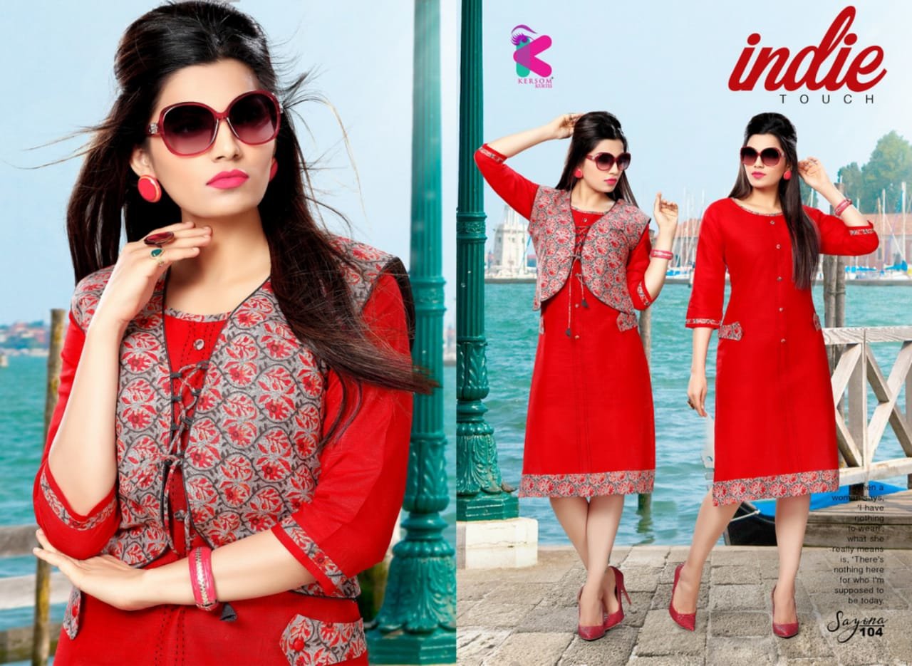 Sayona Plain with Printed Cotti Kurti Design by Kersom Sayona Plain with Printed Cotti Kurti Design by Kersom