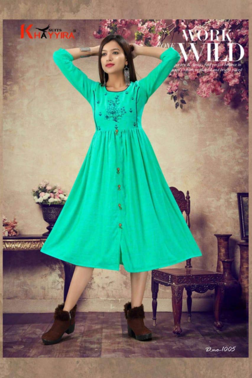 Scarlett Rayon Flair Wholesale Kurti Set Scarlett Rayon Flair Wholesale Kurti Set