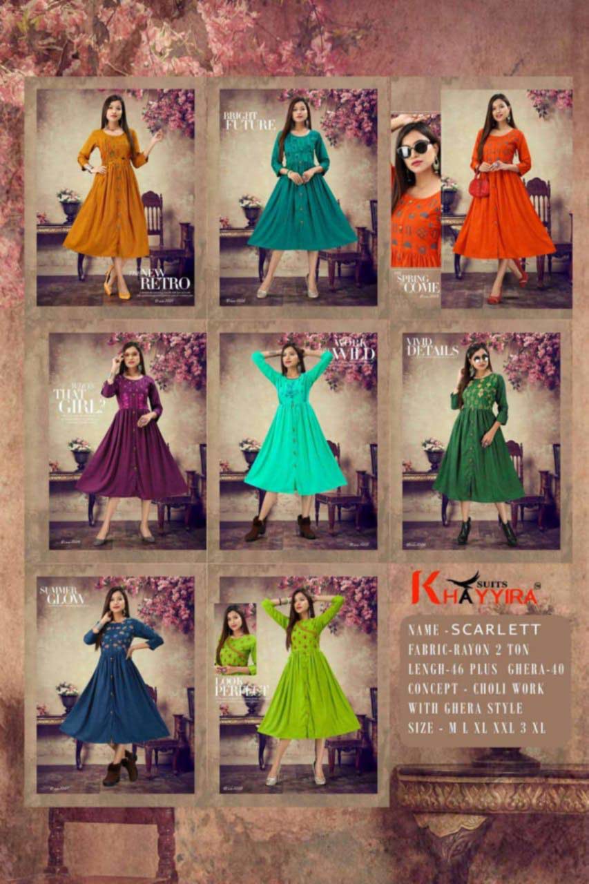 Scarlett Rayon Flair Wholesale Kurti Set Scarlett Rayon Flair Wholesale Kurti Set