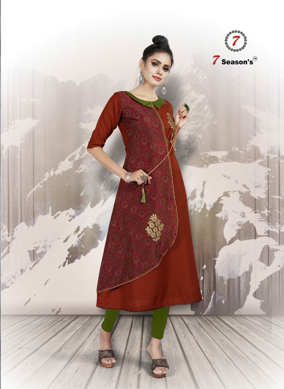 7Seasons Shabana Cotton Silk Jacket Kurti 7Seasons Shabana Cotton Silk Jacket Kurti